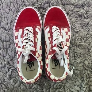 red and white checkered vans